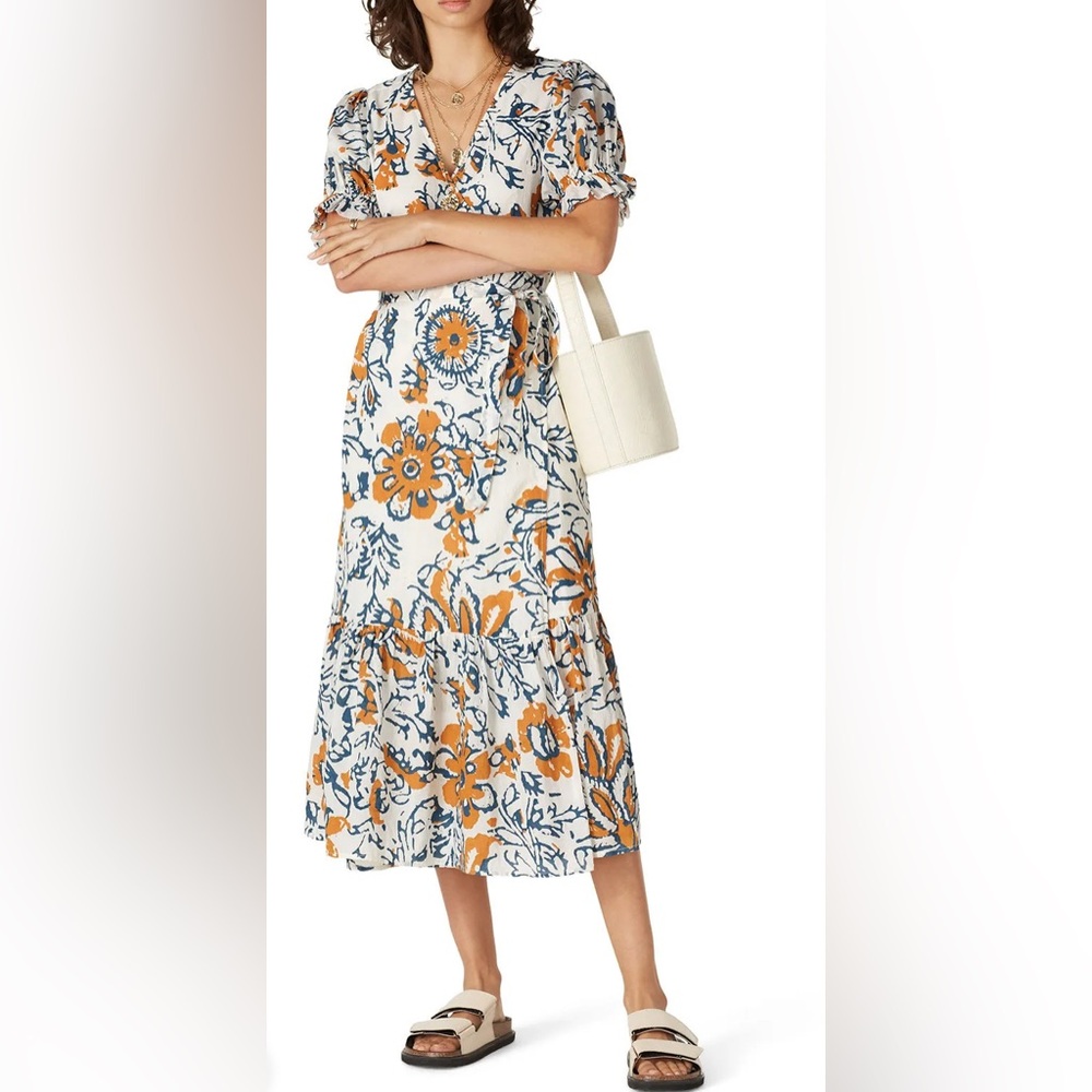 Apiece Apart Floral Maxi Dress - Orange and Blue